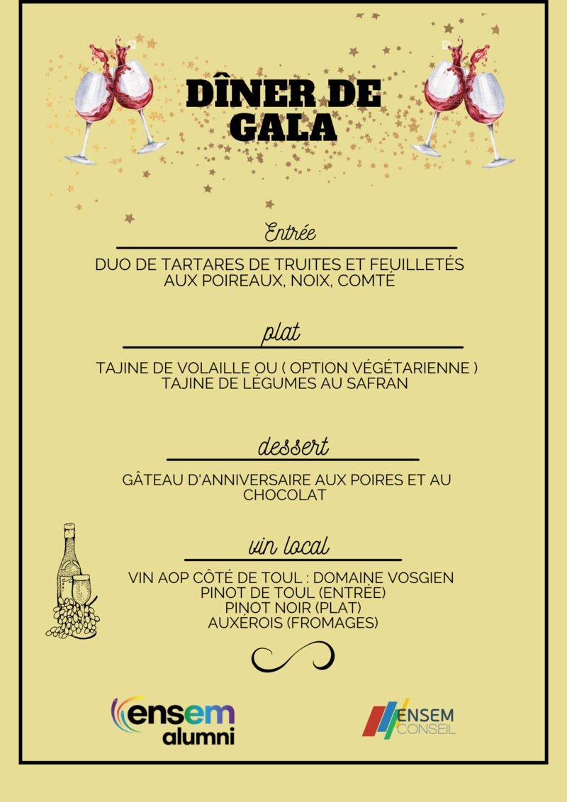 1901 Odyssée de l’ENSEM, le menu