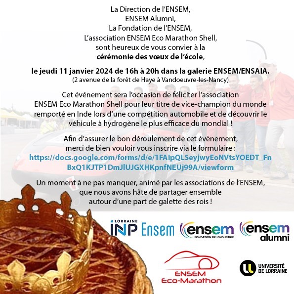 Bonnes Fêtes! Galette des Rois le 11 janvier 2024